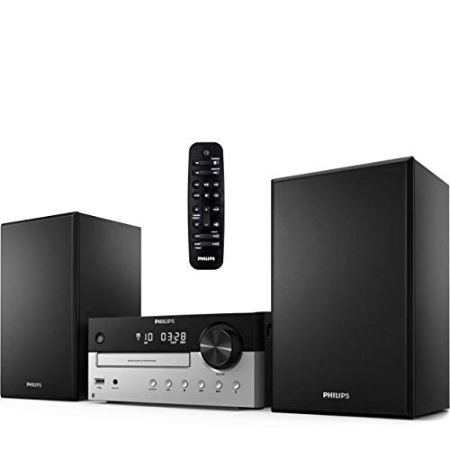 Philips Bluetooth Stereo System for Home with CD Player, MP3, USB, Audio in, FM Radio, Bass Reflex Speaker, 60W, Remote Control Included