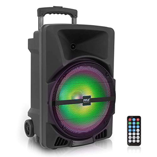  Pyle Wireless Portable PA Speaker System -1200W High Powered Bluetooth Compatible Indoor and Outdoor DJ Sound Stereo Loudspeaker wITH USB MP3 AUX 3.5mm Input, Flashing Party Light & FM Radio -PPHP1544B...