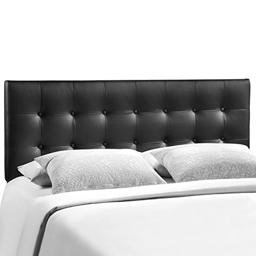 Modway Emily Tufted Button Faux Leather Upholstered King Headboard in Black