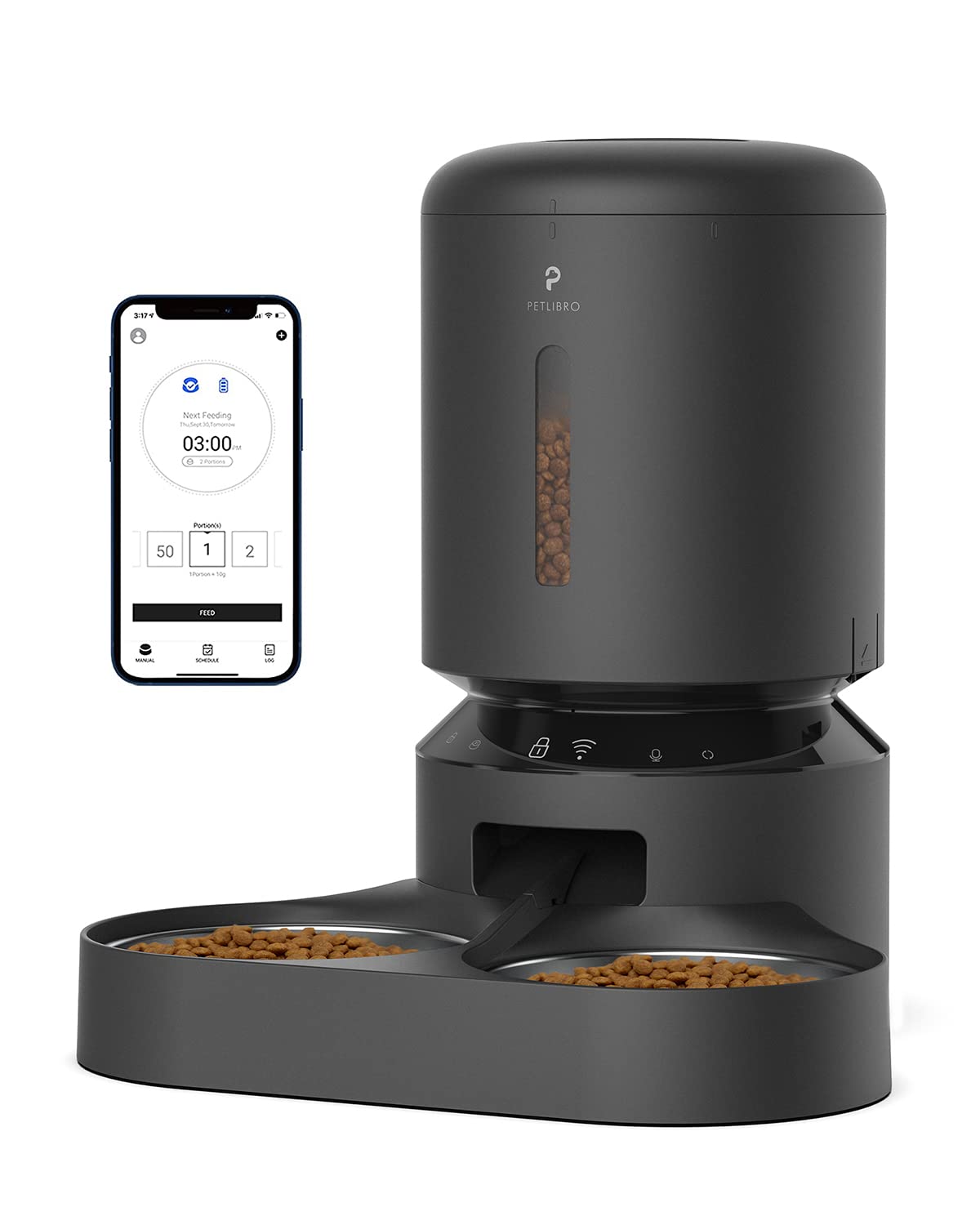 PETLIBRO Automatic Cat Feeder, 5G WiFi Pet Feeder with APP Control for Pet Dry Food, Low Food & Blockage Sensor, 1-10 Meals Per Day, Up to 10s Meal Call for Cat and Dog