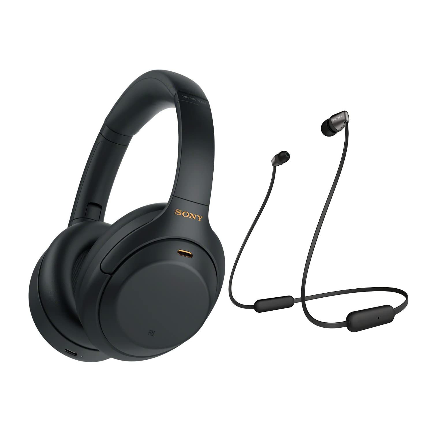 Sony WH-1000XM4 Wireless Bluetooth Noise Canceling Over-Ear Headphones (Black) with in-Ear Wireless Headphones Bundle - Portable, Long-Lasting Battery, Quick Charge, (2 Items)