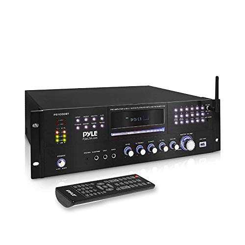 Pyle 4 Channel Pre Amplifier Receiver - 1000 Watt Rack Mount Bluetooth Home Theater-Stereo Surround Sound Preamp Receiver W/Audio/Video System, CD/DVD Player, AM/FM Radio, MP3/USB Reader -  PD1000BT