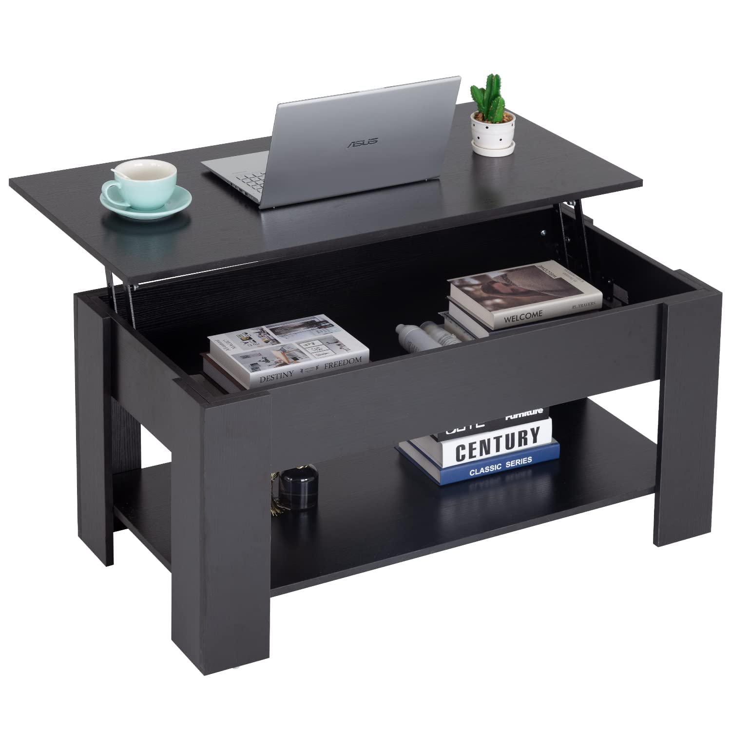 FDW Lift Top Coffee Table with Hidden Compartment and S...