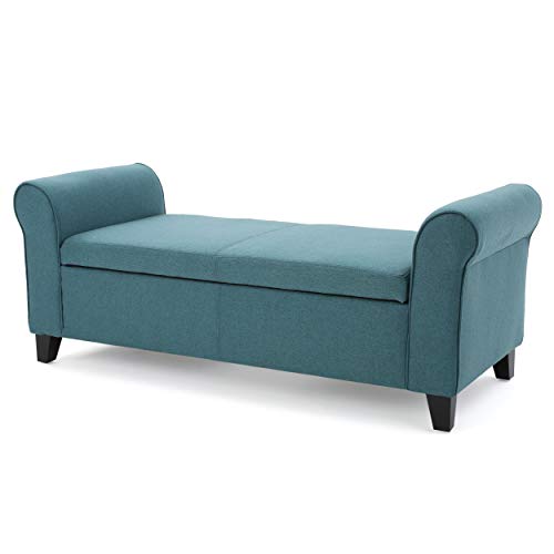 GDF Studio Christopher Knight Home Hayes Armed Fabric Storage Bench, Dark Teal