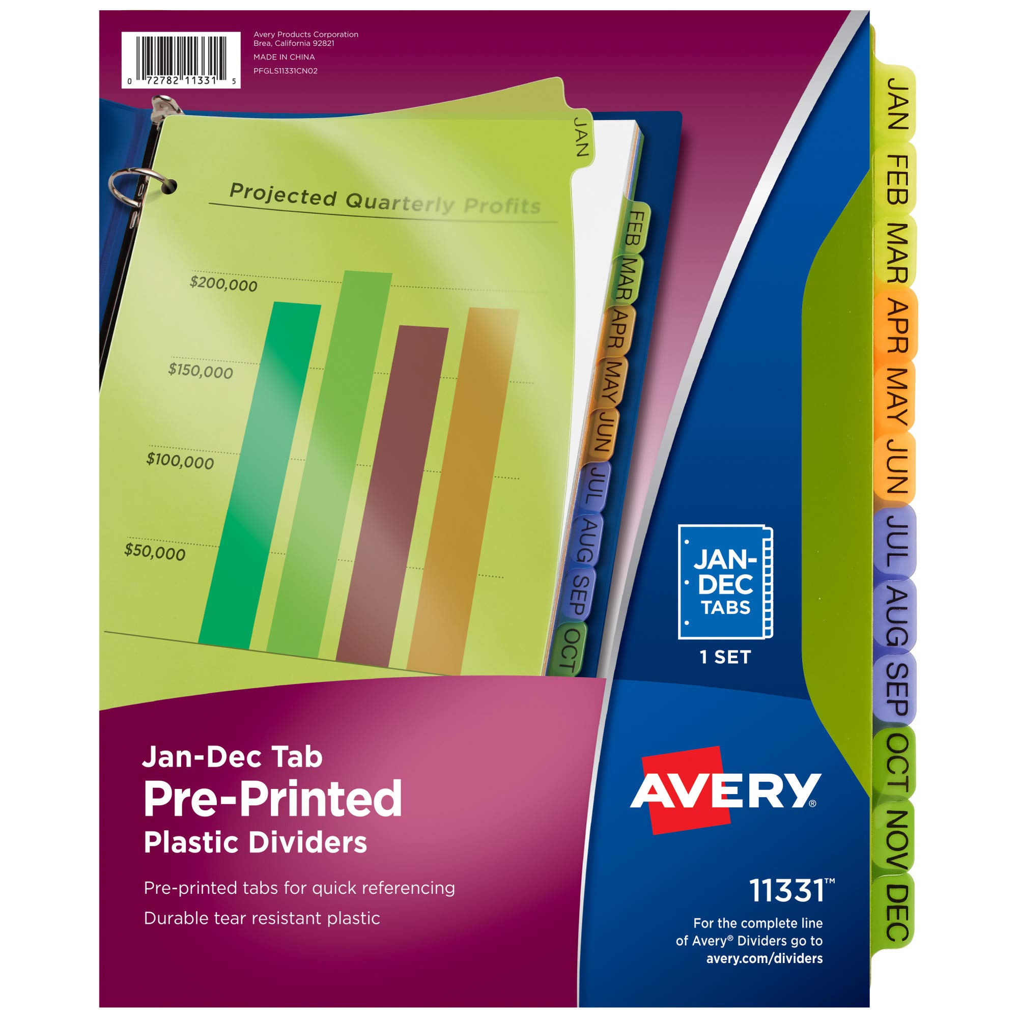 Avery 11331 Preprinted Plastic Tab Dividers 12 Tab Letter 22