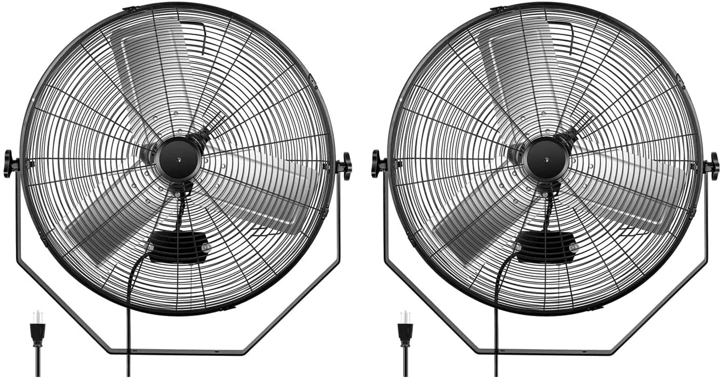 Simple Deluxe 24 Inch Industrial Wall Mount Fan, 3 Speed Commercial Ventilation Metal Fan for Warehouse, Greenhouse, Workshop, Patio, Factory and Basement - High Velocity, black