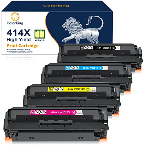 Colorking (with CHIP)  Compatible Toner Cartridge Replacement for HP 414X W2020X 414A W2020A HP Color Pro MFP M479fdw M454dw M479fdn M454dn Toner Printer (High Yield, Black Cyan Yellow Magenta,4-Pack)