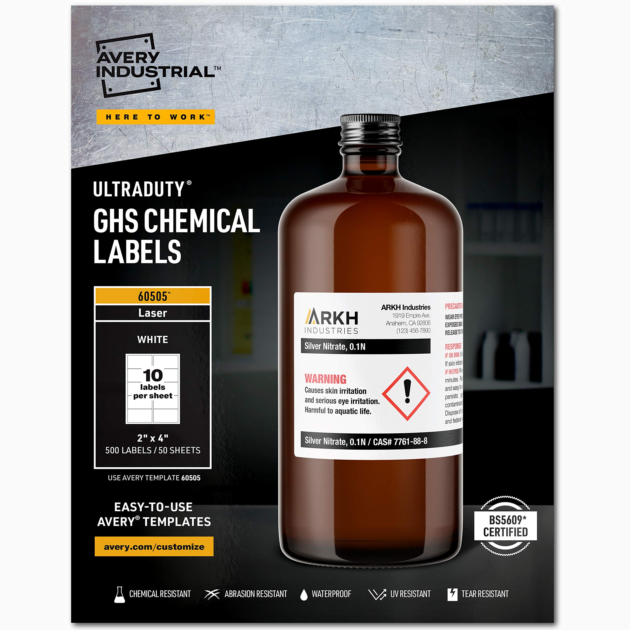 Avery UltraDuty GHS Chemical Labels for Laser Printers