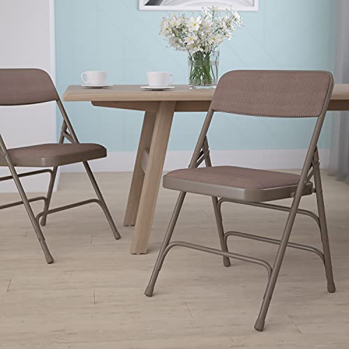 Flash Furniture 4 Pack Beige Vinyl Folding Chairs, Metal Frame