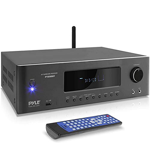 Pyle 1000W Bluetooth Home Theater Receiver - 5.2-Ch Surround Sound Stereo Amplifier System with 4K Ultra HD, 3D Video & Blu-Ray Video Pass-Through Supports, MP3/USB/AM/FM Radio -  PT696BT,Black