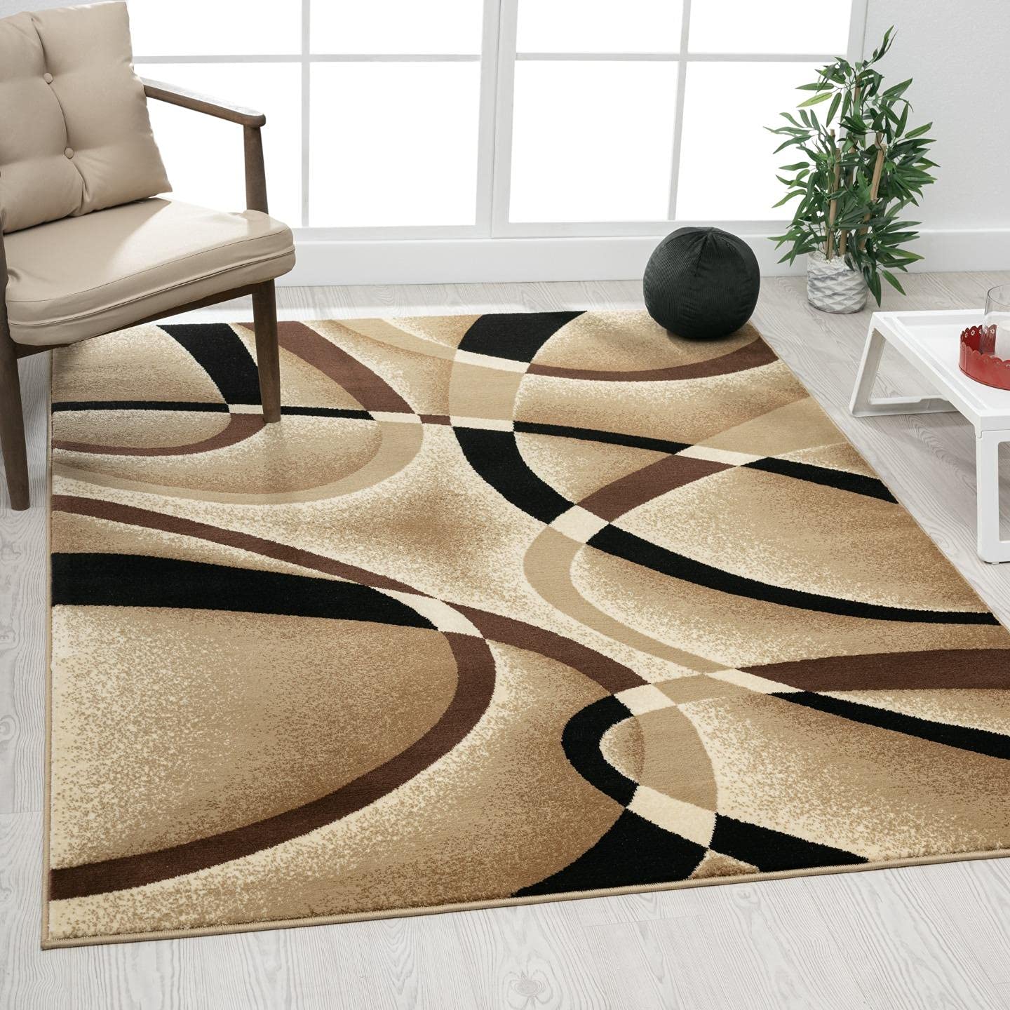 Persian Area Rugs 2305 Beige 2-feet 0-inch by 3-feet 4-inch Modern Area Rugs Modern