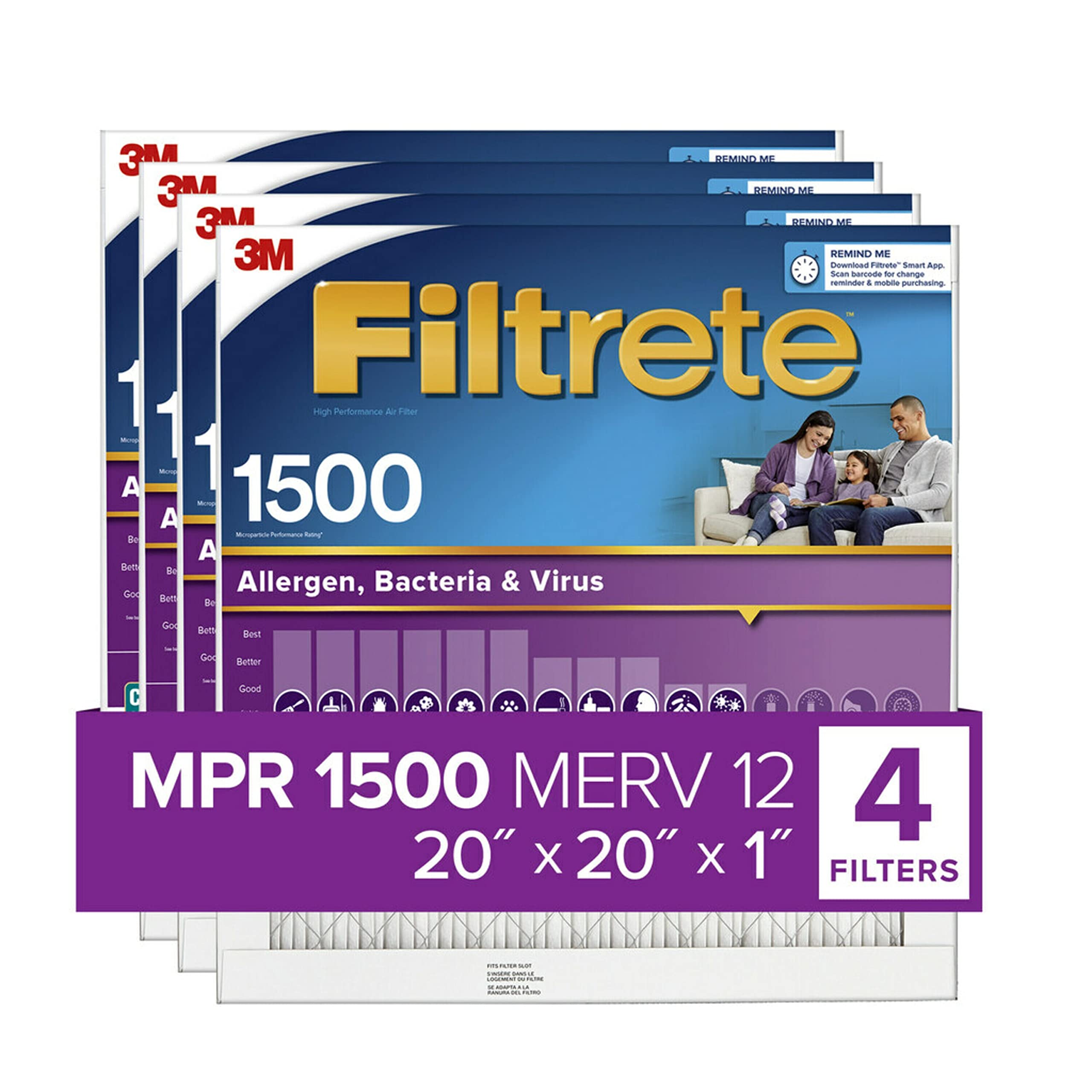 Filtrete 20x20x1 Air Filter, MPR 1500, MERV 12, Healthy...