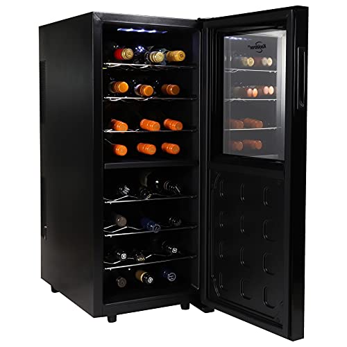  Koolatron Urban Series 24 Bottle Dual Zone Wine Cooler, Black Thermoelectric Wine Fridge, 2.4 cu. ft (68L), Freestanding Wine Cellar, Red, White, Sparkling Wine Storage for Home Bar, Kitchen, Apartment,...