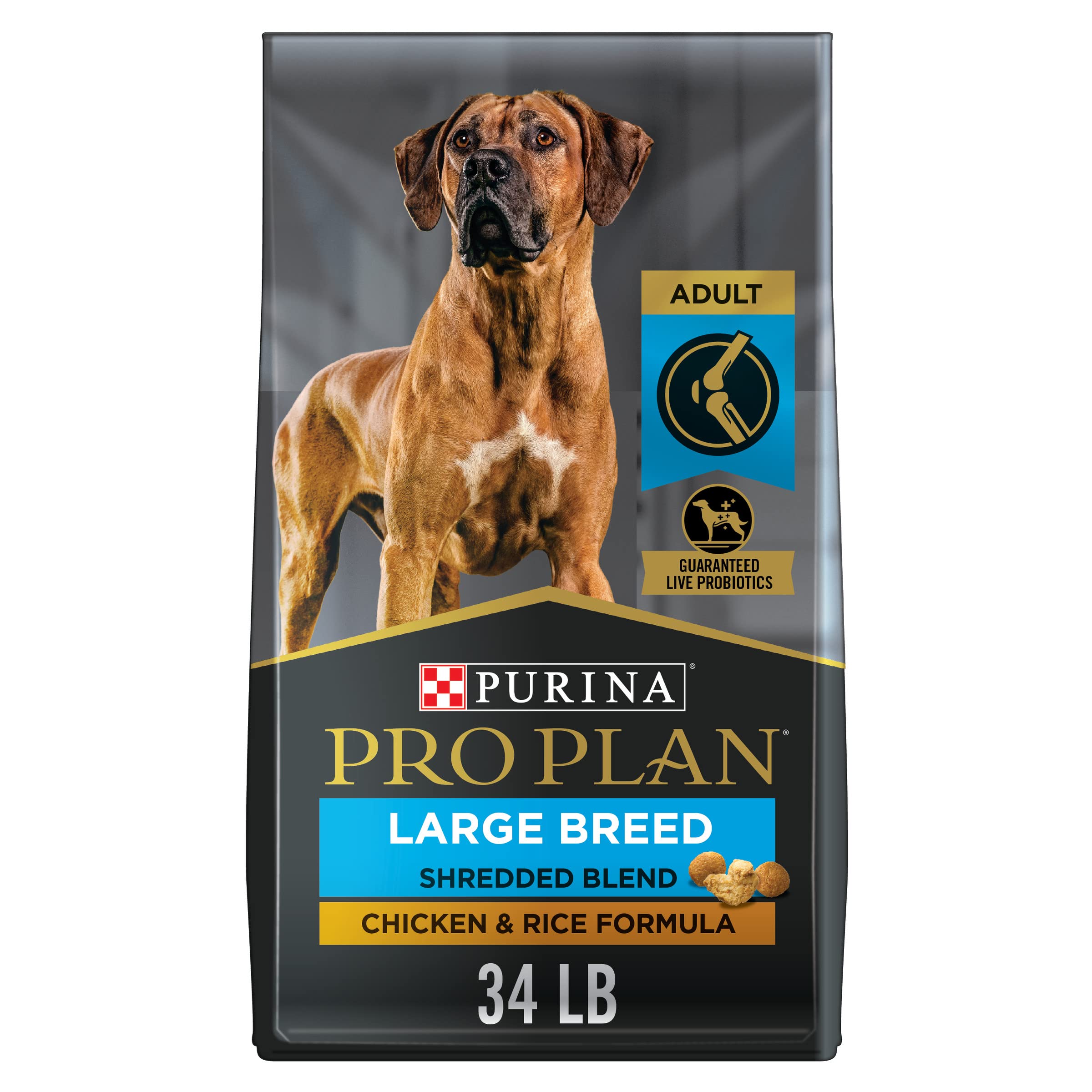 Purina Pro Plan Joint Health Large Breed Dog Food, Shredded Blend Chicken & Rice Formula - 34 lb. Bag