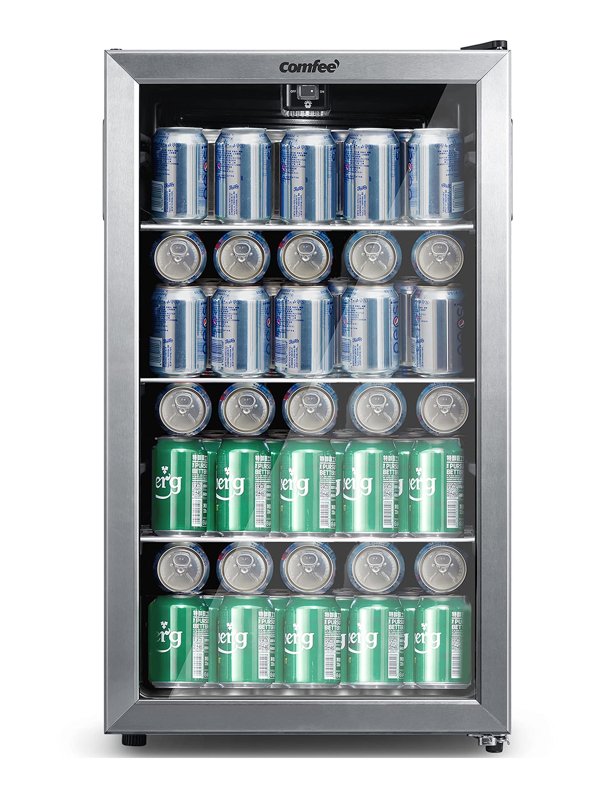 COMFEE' CRV115TAST Beverage Cooler, 115 Cans Beverage Refrigerator, Adjustable Thermostat