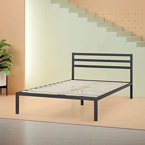 Zinus Mia Modern Studio 14 Inch Platform 1500H Metal Bed Frame / Mattress Foundation / Wooden Slat Support / With Headboard / Good Design Award Winne, Full