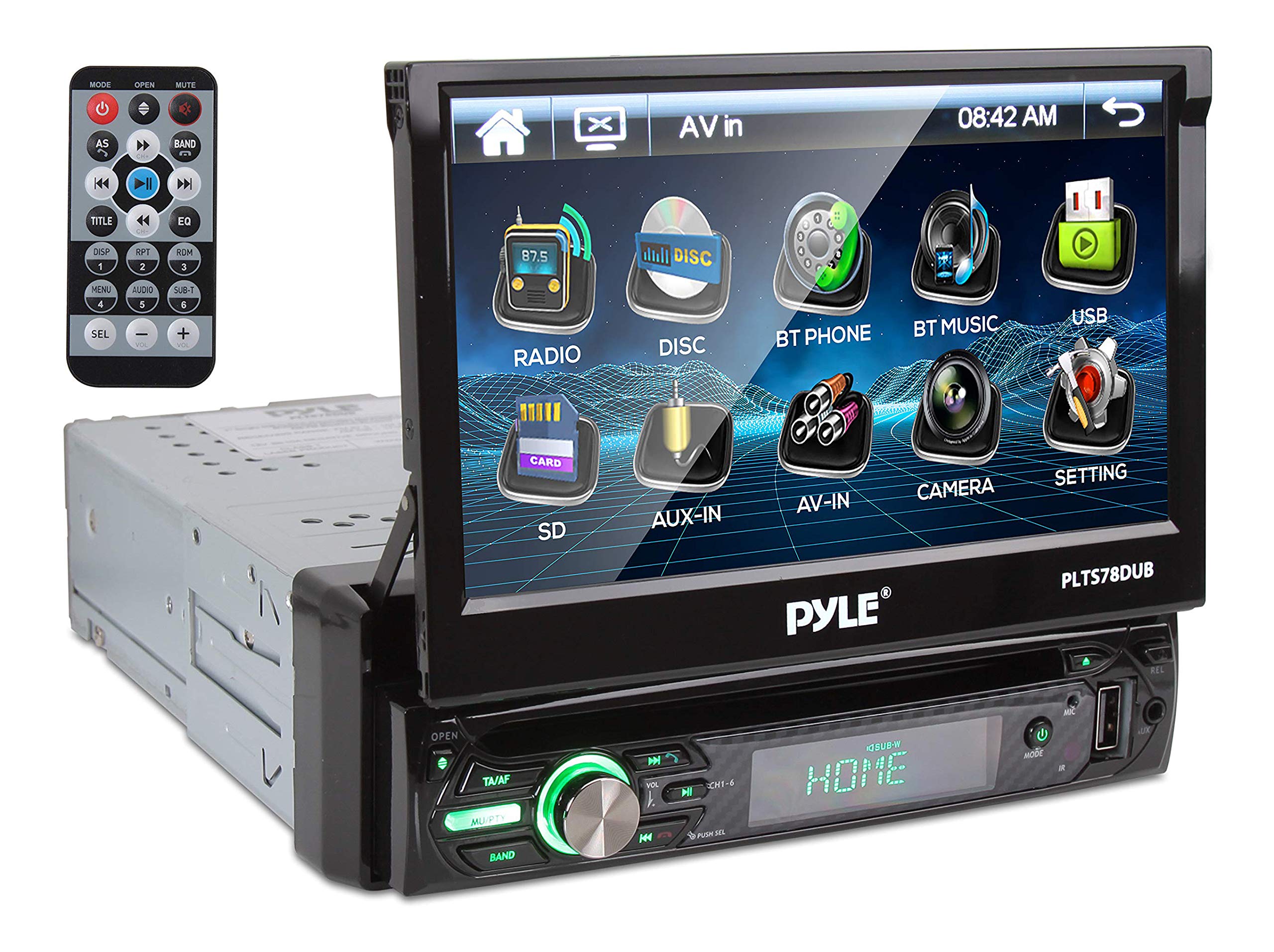  Pyle Single DIN Head Unit Receiver - In-Dash Car Stereo with 7” Multi-Color Touchscreen Display - Audio Video System with Bluetooth for Wireless Music Streaming & Hands-free Calling - PLTS78DUB, BLACK...