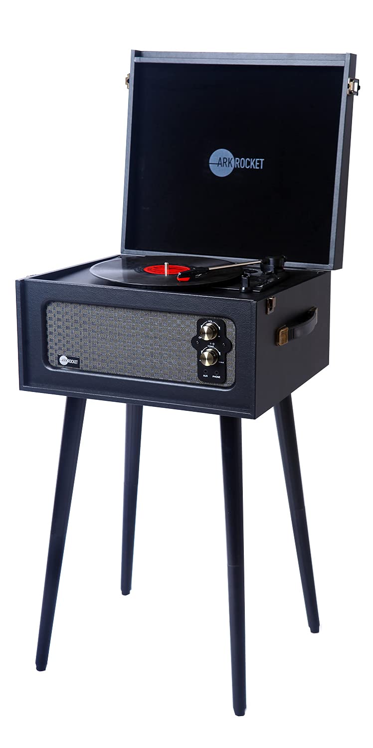 arkrocket 3-Speed Bluetooth Record Player Retro Turntable with Built-in Speakers and Removable Legs