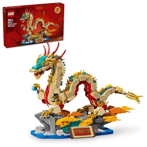 LEGO Spring Festival Auspicious Dragon Buildable Figure, Dragon Toy Building Set, Great Spring Festival Decoration or Unique Gift for Boys and Girls Ages 10 and Up, 80112