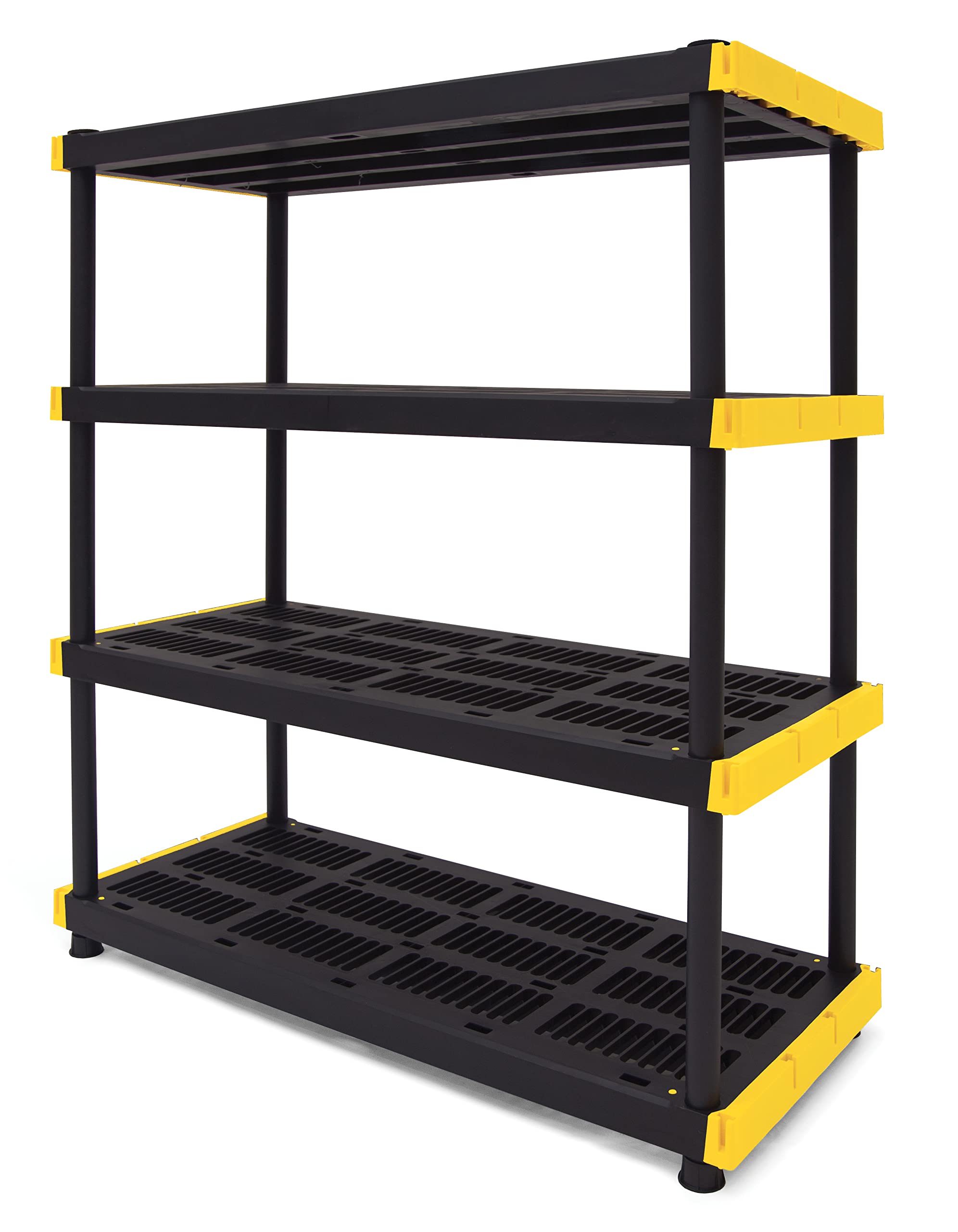 CX Black & Yellow®, 4-Tier Heavy Duty Plastic Storage S...