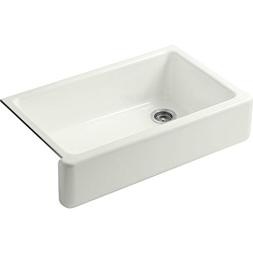 KOHLER K-6489-NY Whitehaven Farmhouse Self-Trimming Apron Front Single Basin Sink with Tall Apron, Dune