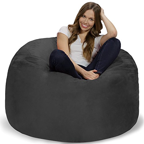 GT Ventures -- DROPSHIP Chill Sack Bean Bag Chair: Giant 4' Memory Foam Furniture Bean Bag - Big Sofa with Soft Micro Fiber Cover - Charcoal