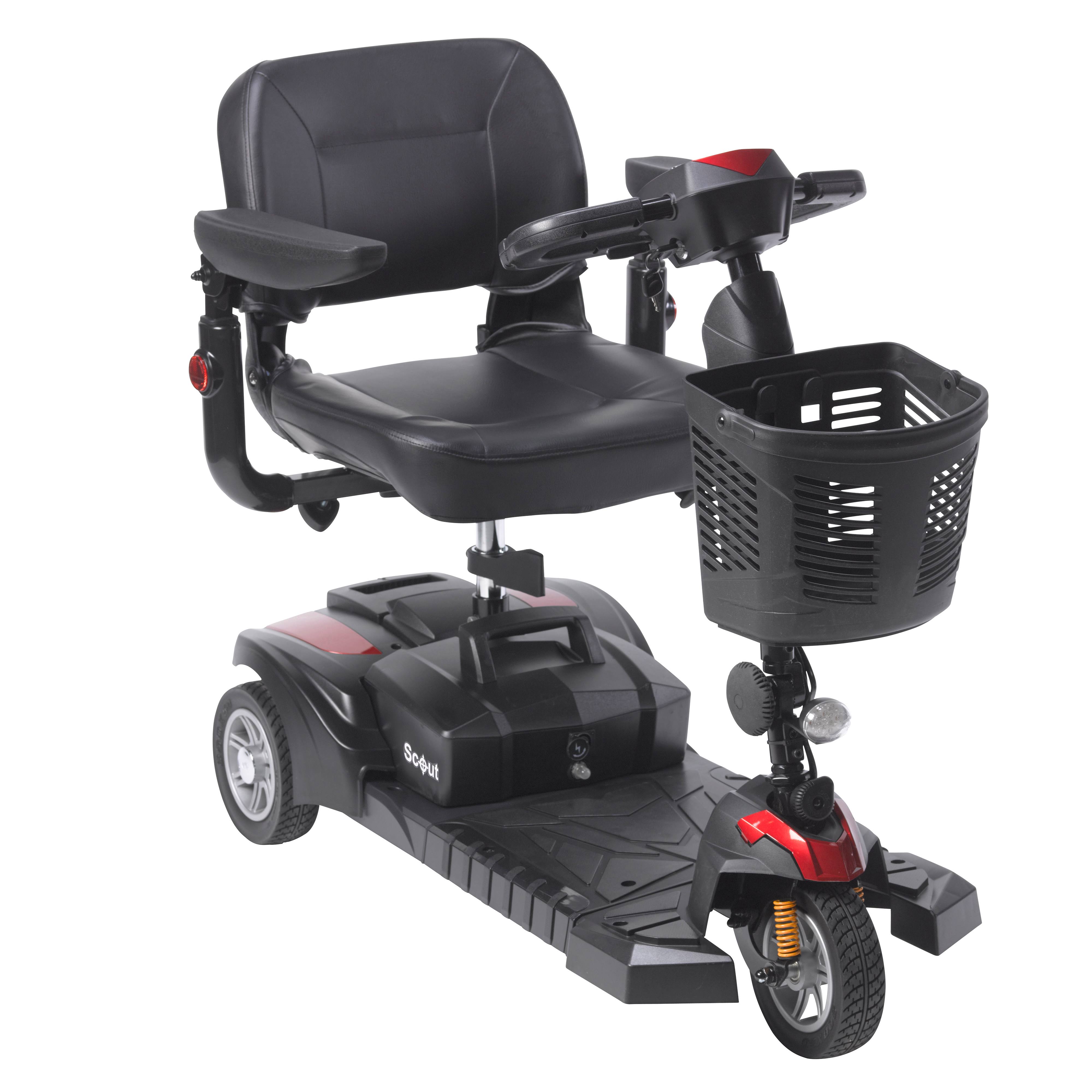 Drive Medical Scout DST 3-Wheel Travel Scooter, Red and Blue