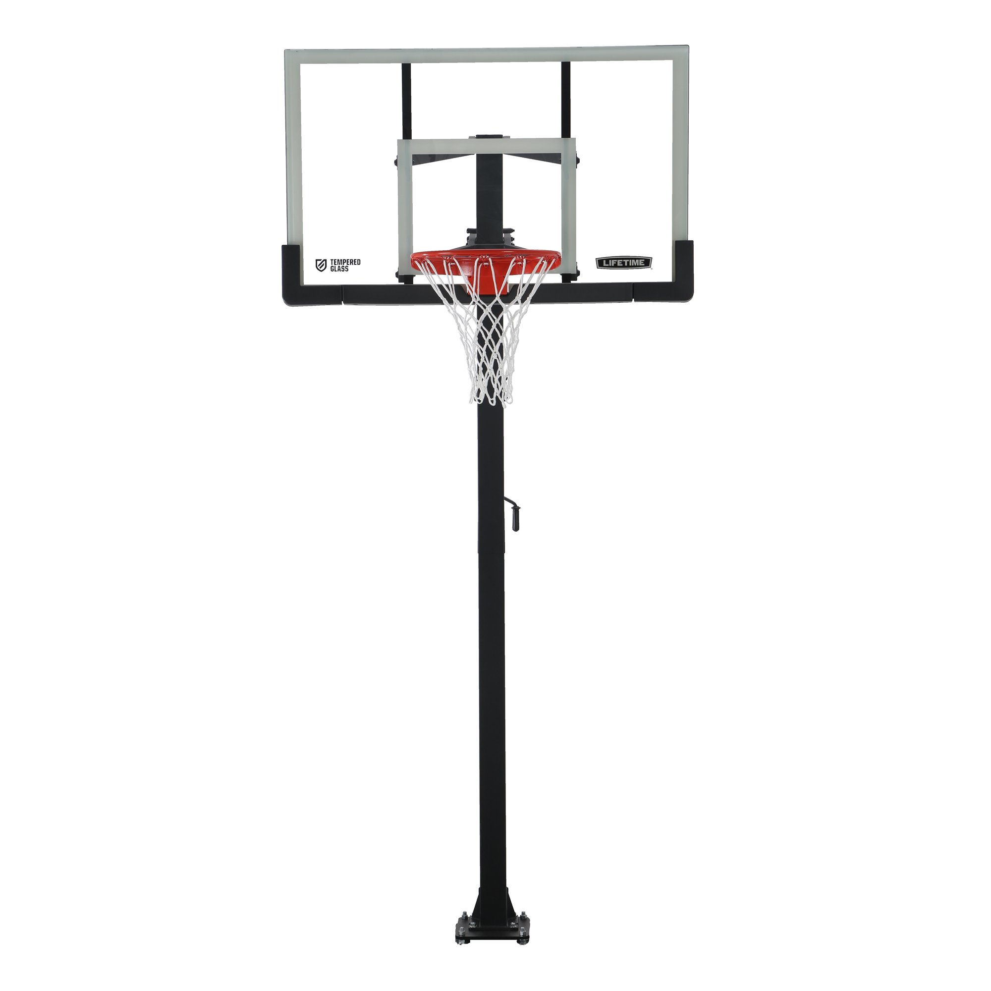 Lifetime Products Crank Adjust In Ground Basketball Tempered Glass Backboard