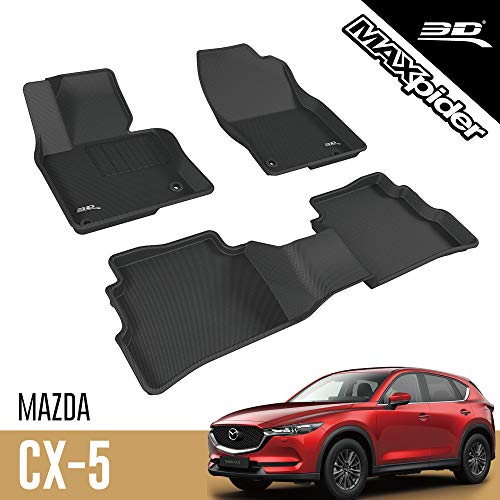 3D MAXpider Complete Set Custom Fit All-Weather Floor Mat for Select Mazda