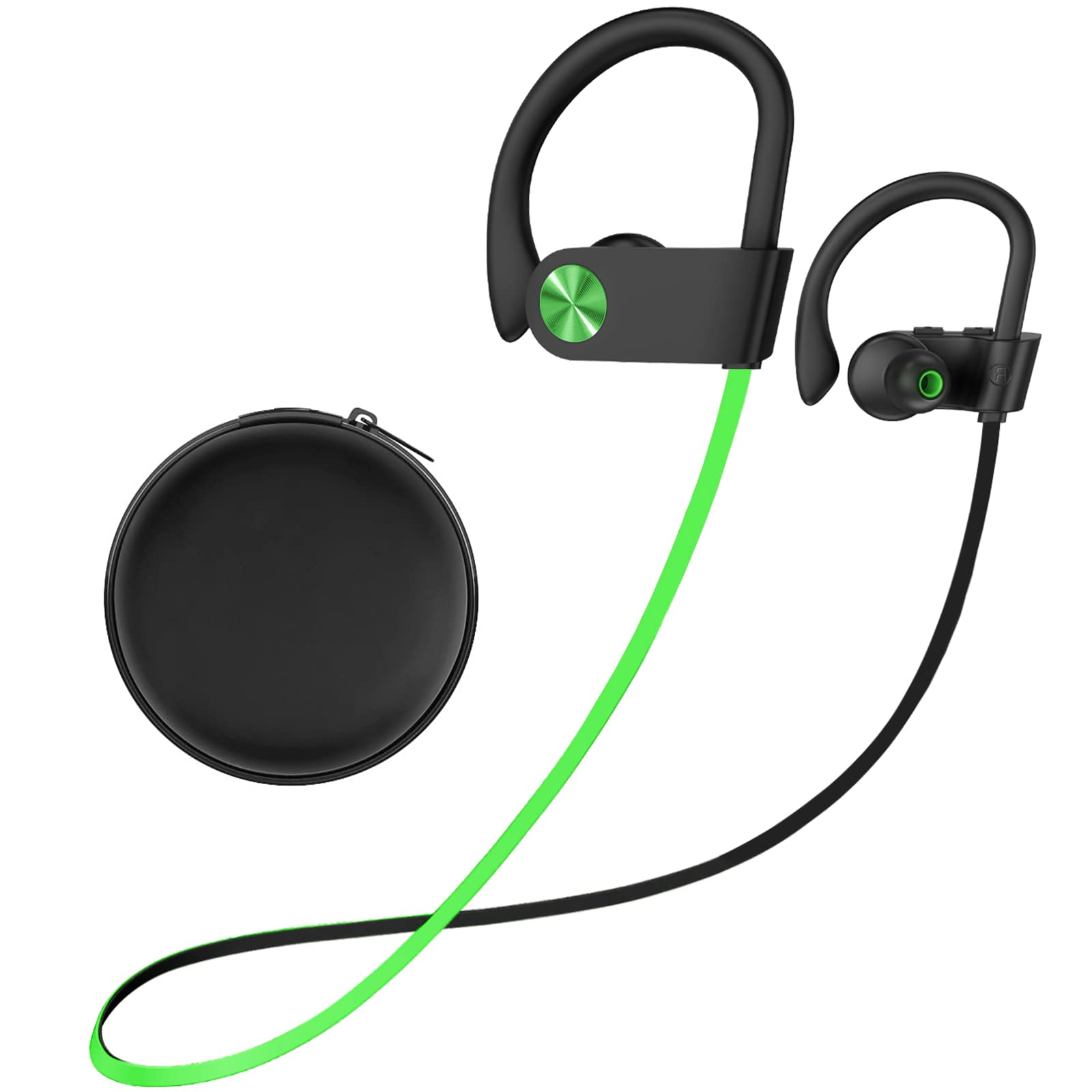 Stiive Bluetooth Headphones, Wireless Sports Earbuds IPX7 Waterproof with Mic, Stereo Sweatproof in-Ear Earphones, Noise Cancelling Headsets for Gym Running Workout, 15 Hours Playtime - GreenBlack